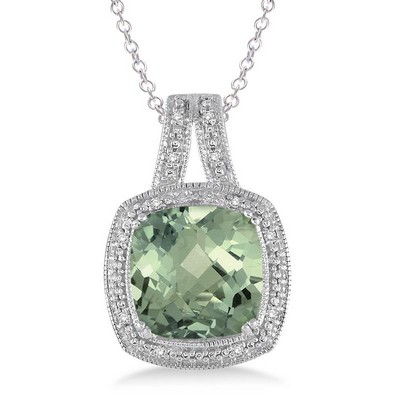 Jilco Inc Green Amethyst & Diamond Necklace