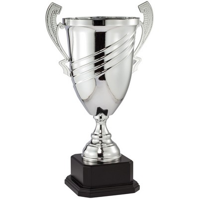 21" Silver Metal Swirl Cup on Black Marble Base