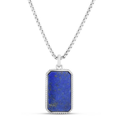 Jilco Inc Sterling Silver And Lapis Tag Necklace
