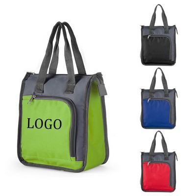 Large Capacity Durable Insulated Oxford Lunch Tote Bag W/Zipper Closure