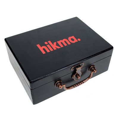 Wood Treasure Box, 8 3/4", Black