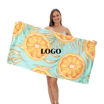 28"X 56" Orange Sublimation Microfiber Sand Proof Beach Towel