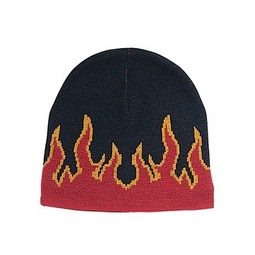 Mega Cap Jaquard Knitted Flame Beanie