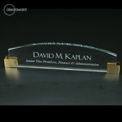 Clearaward Jade Crystal Monogram Award Brass Corners