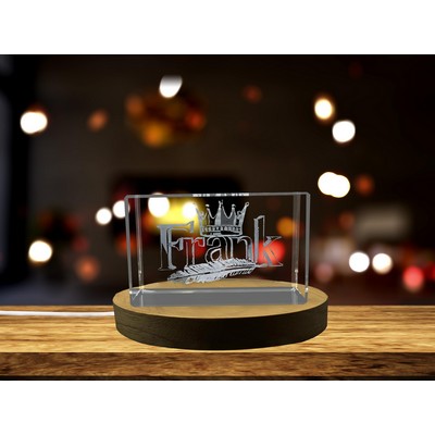 Frank 3D Engraved Crystal Name Trophy Award w/LED Base