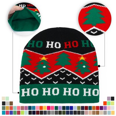 Christmas Knit with Trees Warm Beanie