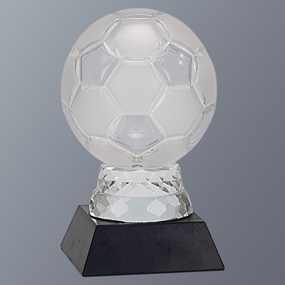 Glass Soccer Ball with Marble Base, Large (7-3/4" x 12"H)