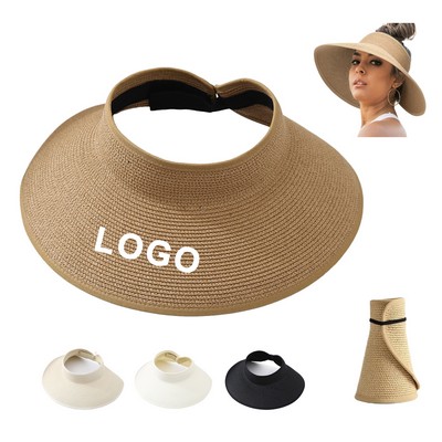 Wide Brim Straw Sun Visor Hat
