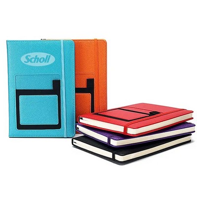 A5 Bound Notebook With Pen Holder Phone Pocket