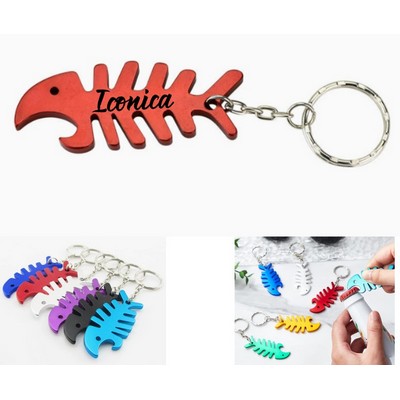 Fishbone Beer Bottle Opener Keychain