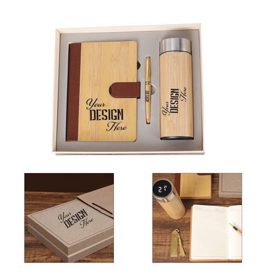 Eco Friendly Bamboo Stationery Gift Set(Notebook, Pen and Tumbler)