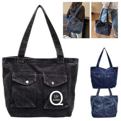 14.5 X 14.2" Denim Spacious Shoulder Backpack Bag