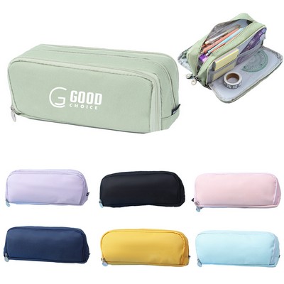 Large Capacity Pencil Case 3 Compartment Pouch Pen Bag