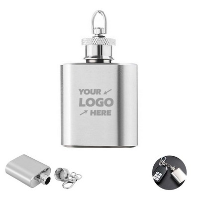 1 oz Stainless Steel Mini Flask Keychain
