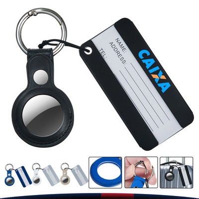 Uveth PU Leather Luggage Tag With Tracker Holder