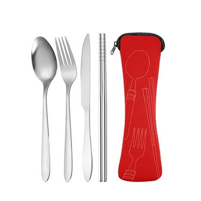 4 Pack Reusable Flatware Travel Utensils