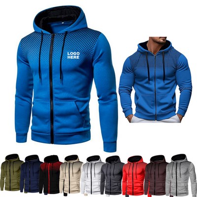 Custom Fashion Sweatshirt Jacket Men's Lightweight Zip Up Hoodie with Pockets