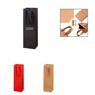 Kraft Paper Single Red Wine Tote Bag