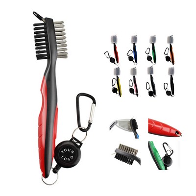 Golf Club Brush Groove Cleaner With Retractable Rope And Carabiner