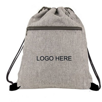 Heathered Gray Drawstring Backpack