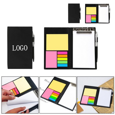 Sleek Pu Leather Stationery Gift Set: Clipboard, Sticky Notes, Writing Pad & Pen