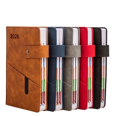 2026 A5 Daily Planner Notebook with Pocket PU Schedule Book Calendar