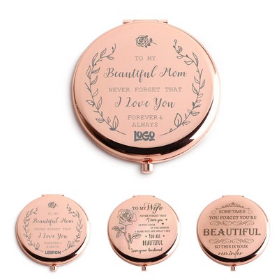 Portable Compact Rose Gold Foldable Makeup Mirror