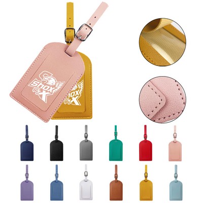 MOQ 20 Premium PU Leather Luggage Tag with Keychain