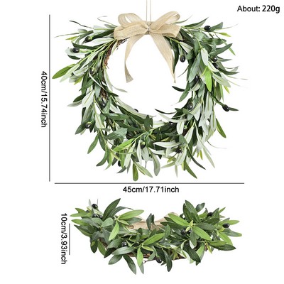 Olive Branch Ribbon Christmas Wreath Hanging Decoration