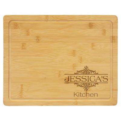 13 3/4" x 11" Bamboo Cutting Board with Drip Ring