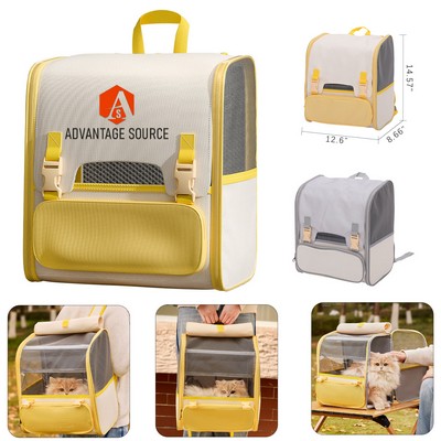 500D Oxford Fabric Pet Backpack W/ Mesh Window And Reinforced Frame