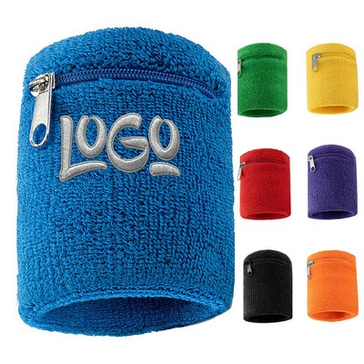 Cotton Zipper Pouch Sports Wristband