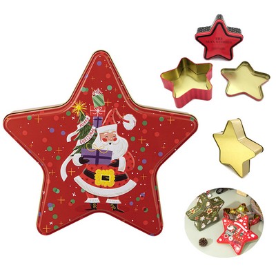 Christmas Star Shaped Metal Tin Gift Box