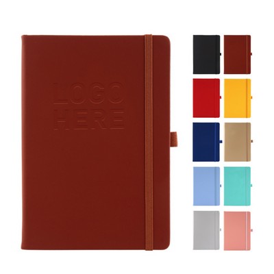 Compact A5 Premium PU Leather Hardbound Notebook with Ribbon Marker