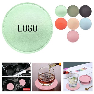 Round Waterproof Leather Coffee Coaster