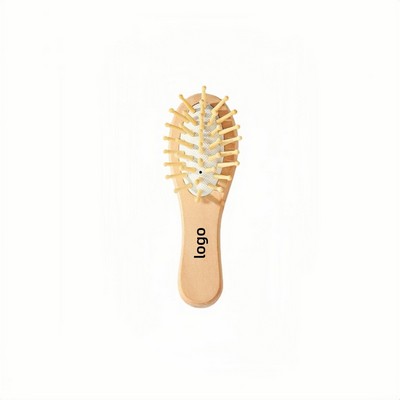 Premium Mini Bamboo Hairbrush with Cushioned Bristles for Gentle Scalp Care