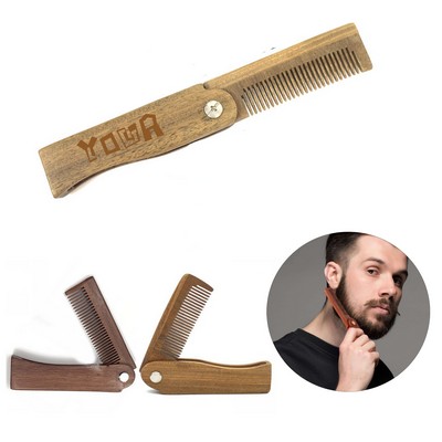 Folding Wooden Beard Comb