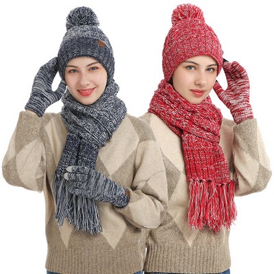 Winter Women's Warm Scarf & Gloves Set with Touchscreen