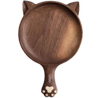 Cartoon Cat Wooden Tray Children's Tableware Plate with Handle Fruit Snack Serving Board