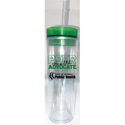 16 Oz. Acrylic Double Wall Drink Cup w/Straw