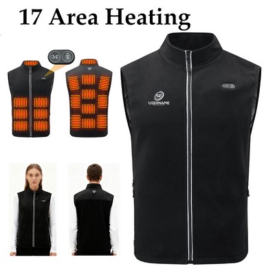 USB Powered heating Warm Fleece Vest Polar Soft Sleeveless Classic Fit with Zip up Pockets