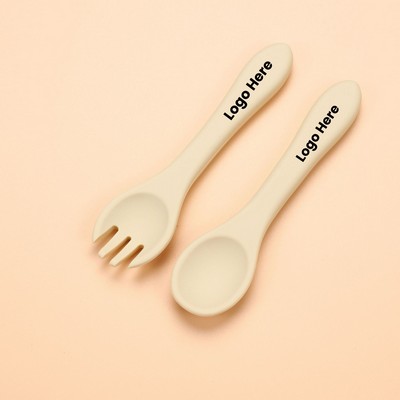 Baby Feeding Silicone Spoon and Fork Set