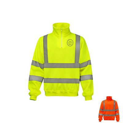 Custom Reflective Tape Safety Sweatshirt Fleece Pullover