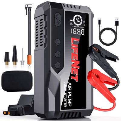 16000mAh Portable Emergency battery booter w/ 150PSI Emergency inflater air compressor