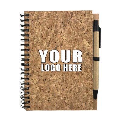 B6 Cork Cover Notebook W/Ballpoint Pen