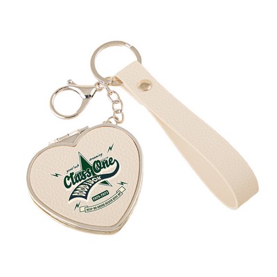 Leather Heart Keychain with Mirror