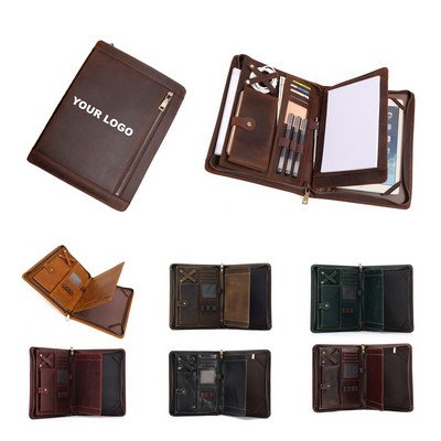 Genuine Leather Zippered Portfolio