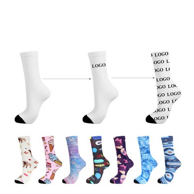 Custom Logo Mid-Calf Socks with Digital Print M size