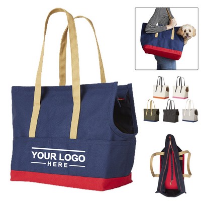 Canvas Pet Tote Carrier With Shoulder Straps