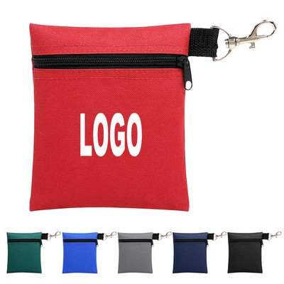 Golf Ball Zipper Nylon Pouch Bag With Hook